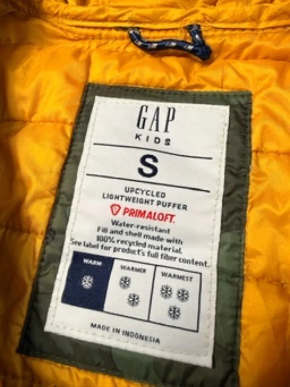 Gap Kids Camo Lightweight Puffer Jacket Hooded Green Yellow Size S 6-7